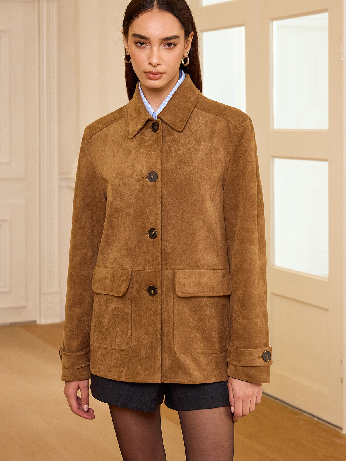 Kvinnors Mockablazer med Krage Framtill 5