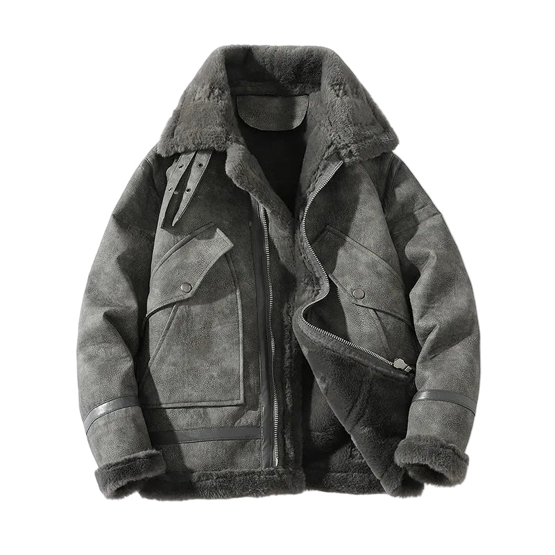Kvinnors Motojacka Med Shearling Detaljer 0