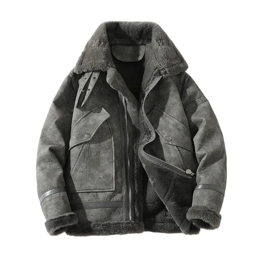 Kvinnors Motojacka Med Shearling Detaljer 0