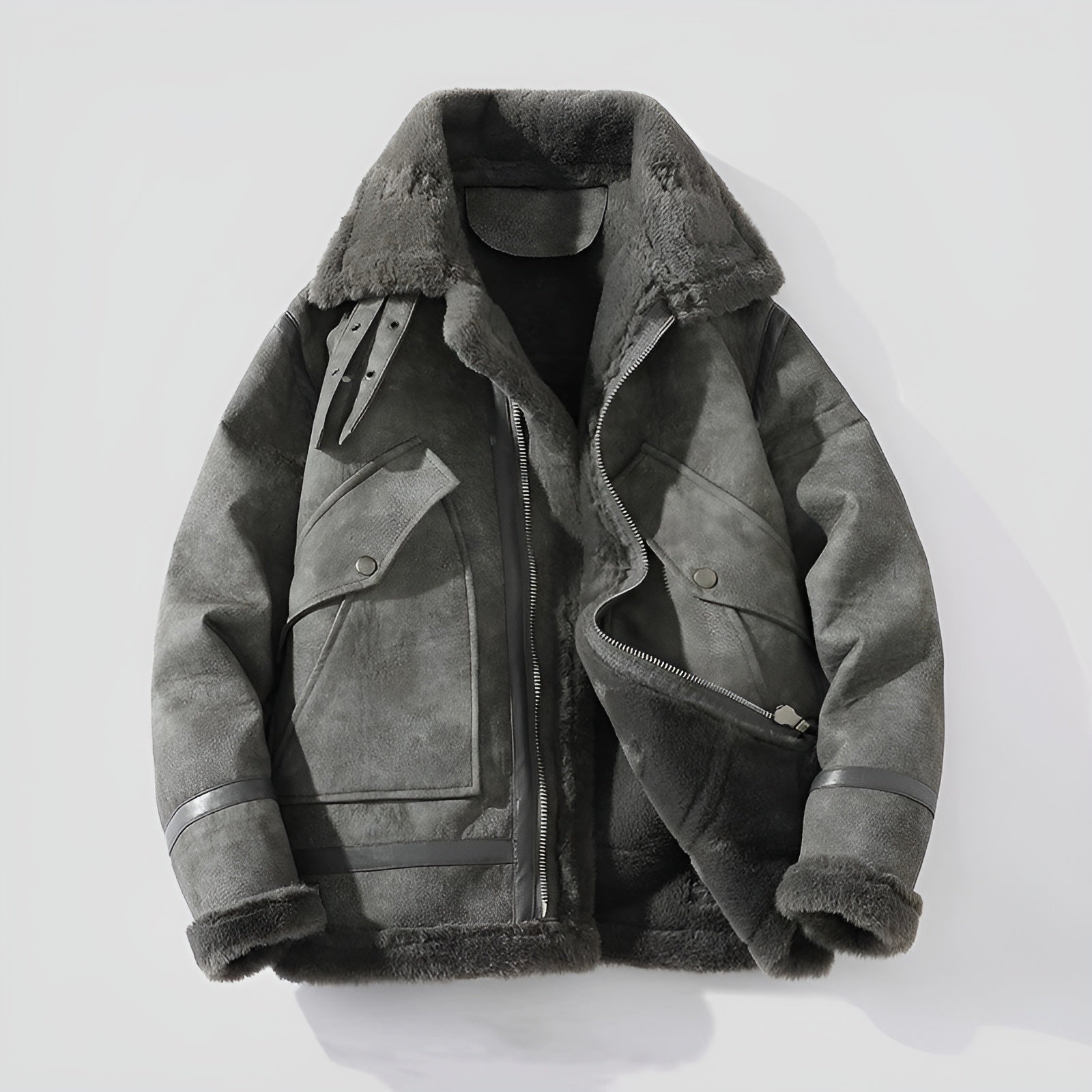 Kvinnors Motojacka Med Shearling Detaljer 1