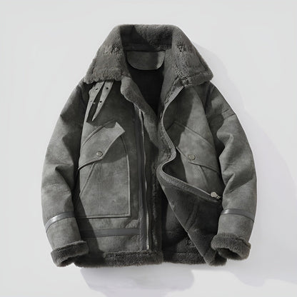 Kvinnors Motojacka Med Shearling Detaljer 1