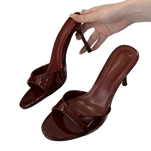 Kvinnors Mules Sandaler Rund Tå Höga Klackar 0