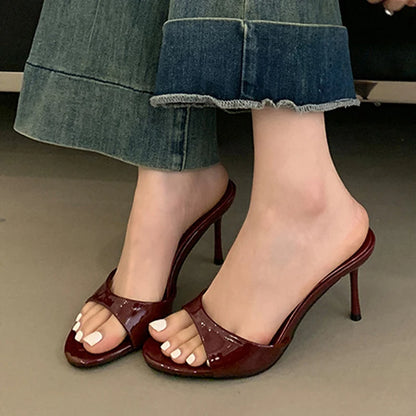 Kvinnors Mules Sandaler Rund Tå Höga Klackar 5