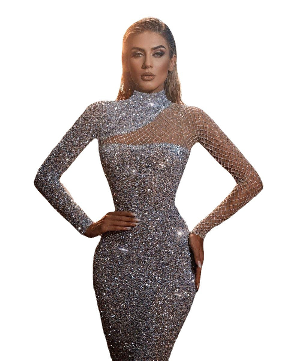 Kvinnors Off-Shoulder Paljettklänning 2