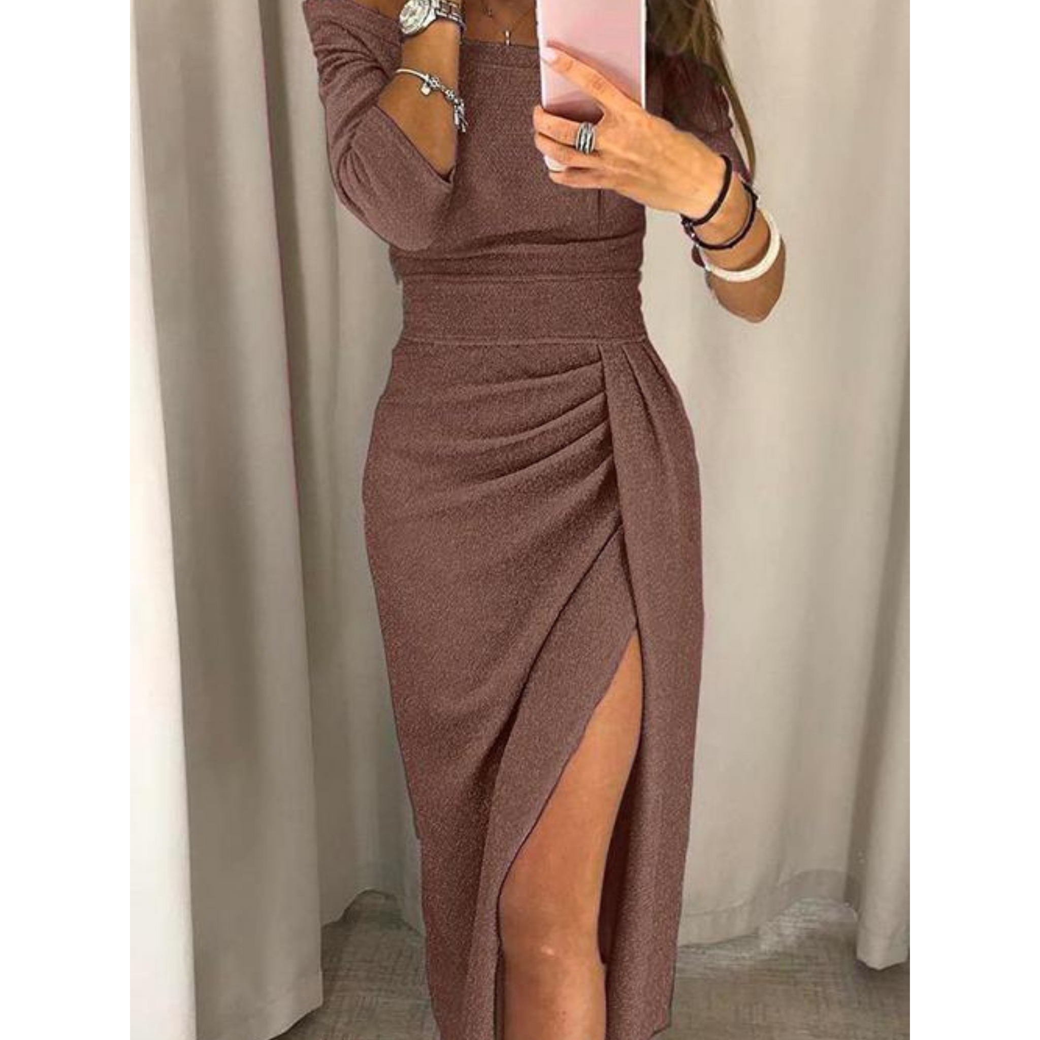 Kvinnors Off-the-Shoulder Klänning Fitted 2