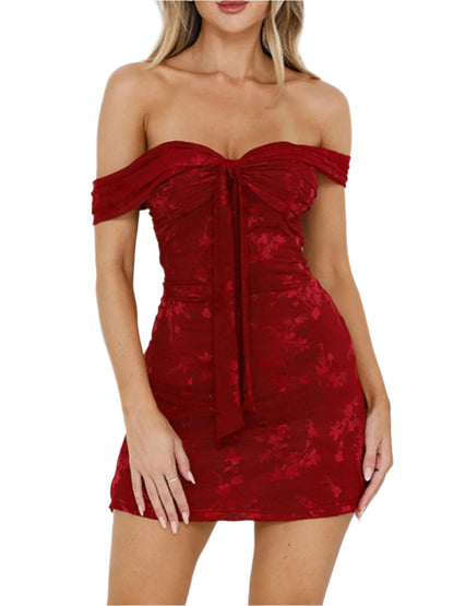 Kvinnors Off Shoulder Klänning Sweetheart Urringning Stretchig Polyester 0