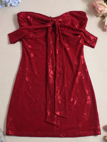 Kvinnors Off Shoulder Klänning Sweetheart Urringning Stretchig Polyester 4