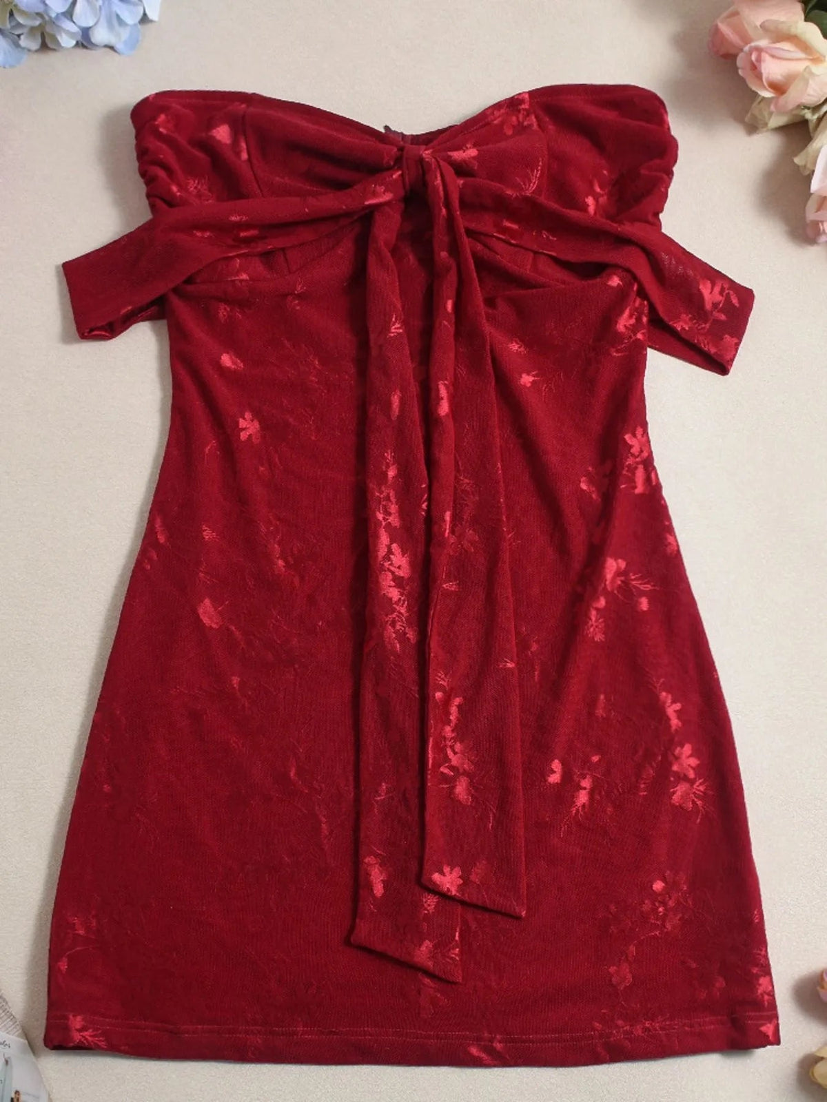 Kvinnors Off Shoulder Klänning Sweetheart Urringning Stretchig Polyester 4