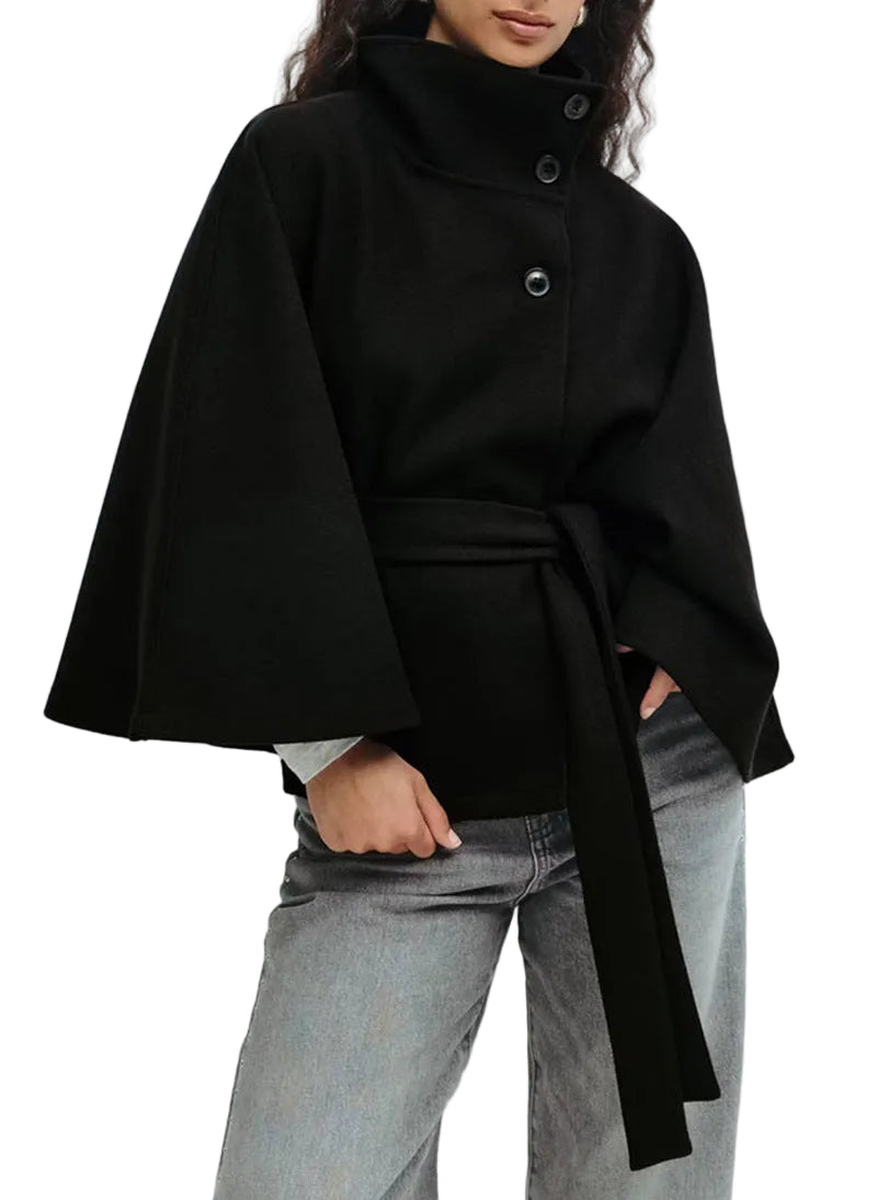 Kvinnors Omlottjacka med Ståkrage och Vida Ärmar 0