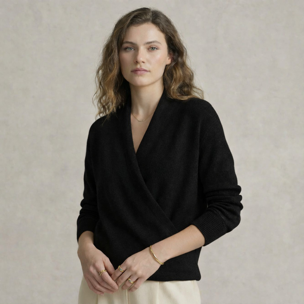 Kvinnors Omlotttröja V-ringad 3
