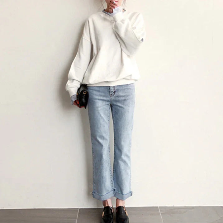 Kvinnors Överdimensionerad Tröja med Volanger 2