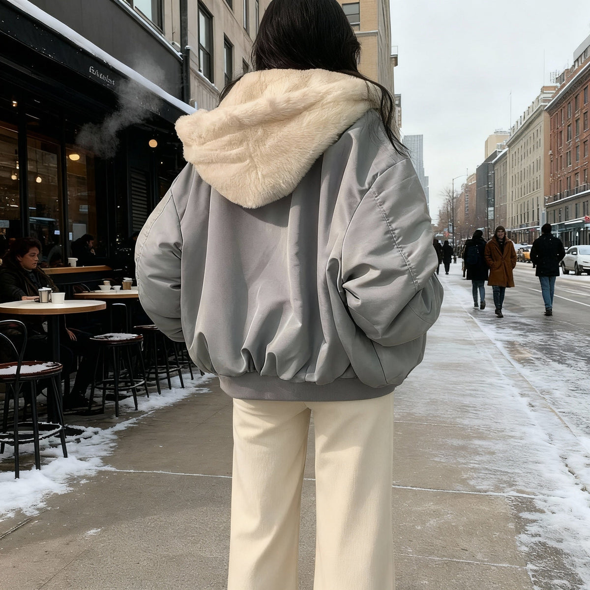 Kvinnors Överdimensionerad Vinterkappa i Fleece 2