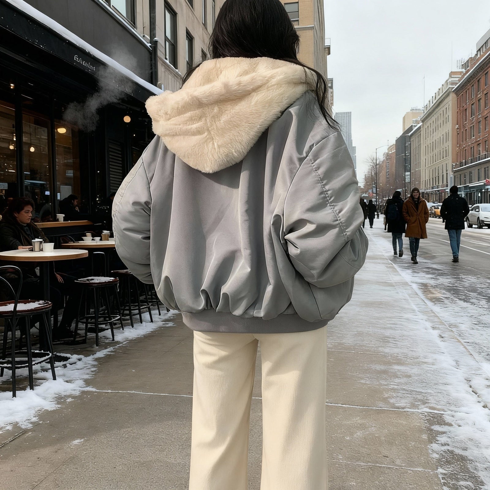 Kvinnors Överdimensionerad Vinterkappa i Fleece 2