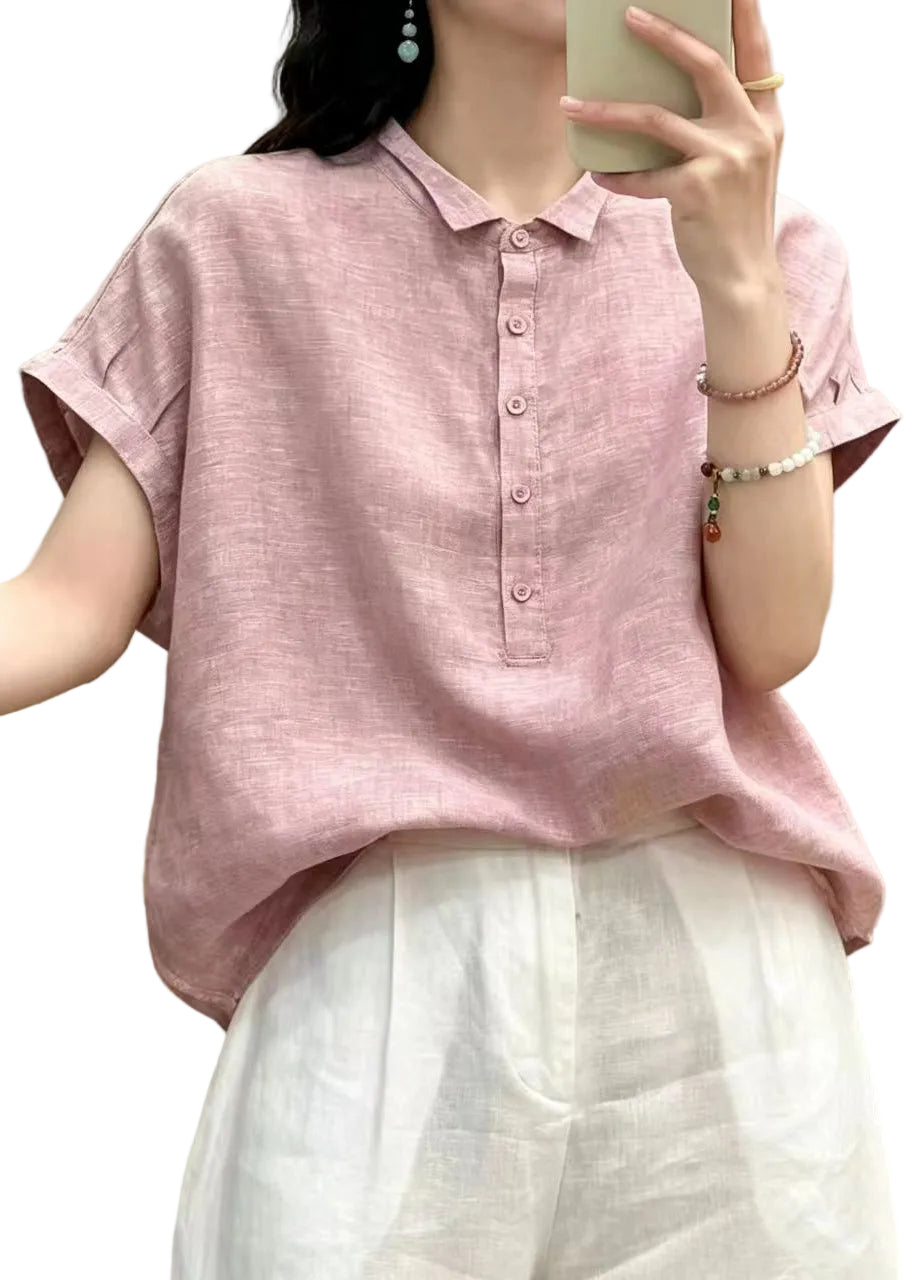 Kvinnors Oversized Blus med Peter Pan-krage 0