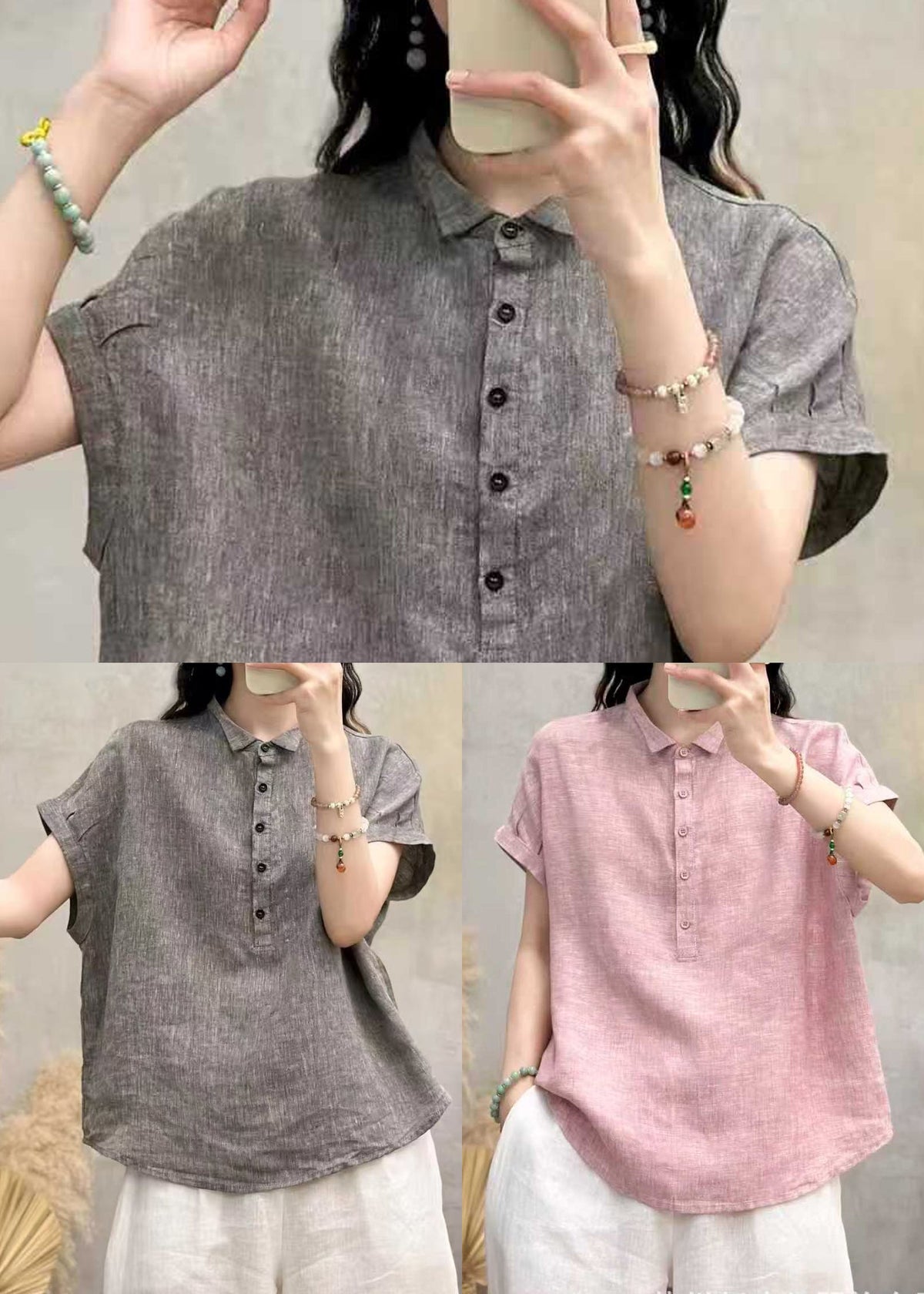 Kvinnors Oversized Blus med Peter Pan-krage 4