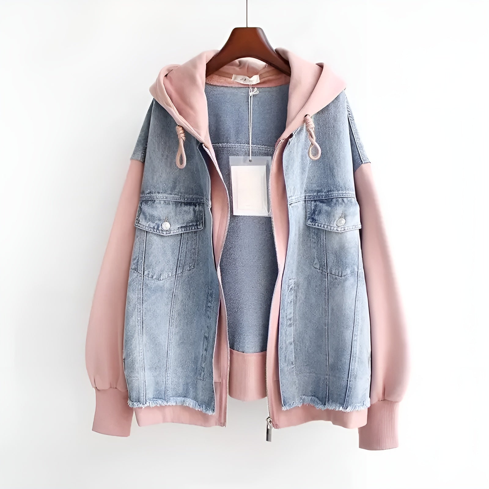 Kvinnors Oversized Jeanshuvtröja med Färgblockering 5