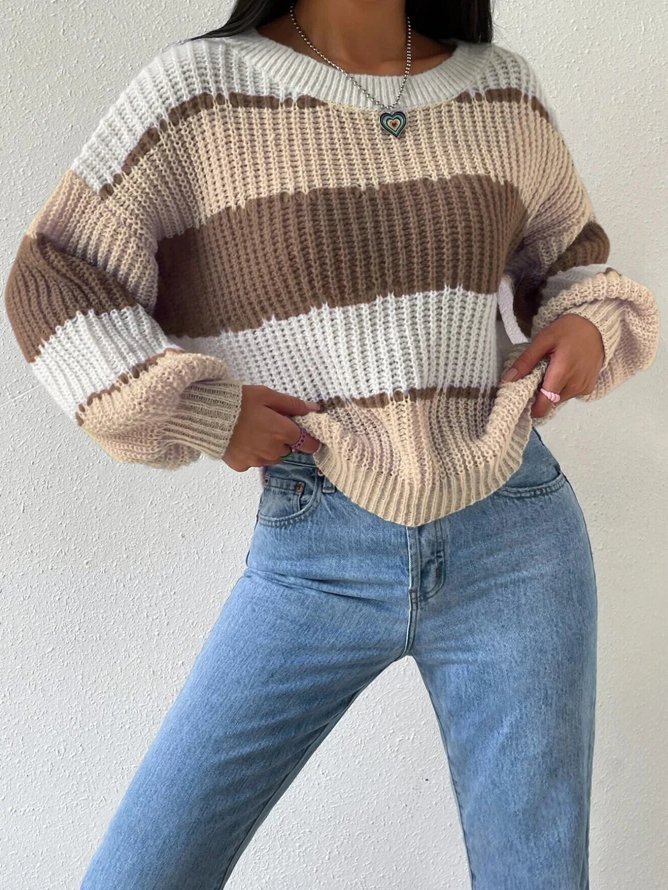 Kvinnors Oversized Pullover Tröja 4