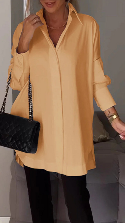 Kvinnors Oversized Skjorta Med Upprullade Ärmar Chic 3