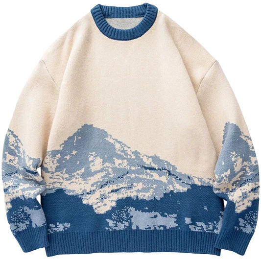 Kvinnors Oversized Tröja med Bergsmotiv 0
