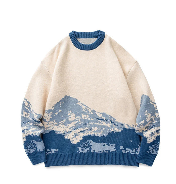 Kvinnors Oversized Tröja med Bergsmotiv 4