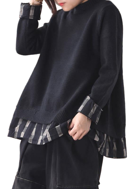 Kvinnors Oversized Tröja med Falska Två Delar 0