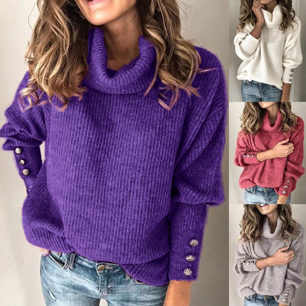 Kvinnors Oversized Tröja med Polokrage 0