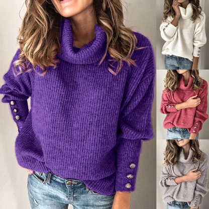 Kvinnors Oversized Tröja med Polokrage 0