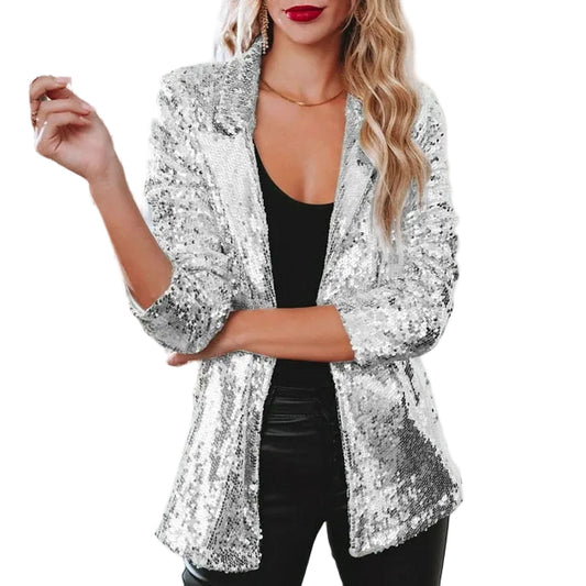 Kvinnors Paljett Blazer Trendig 0