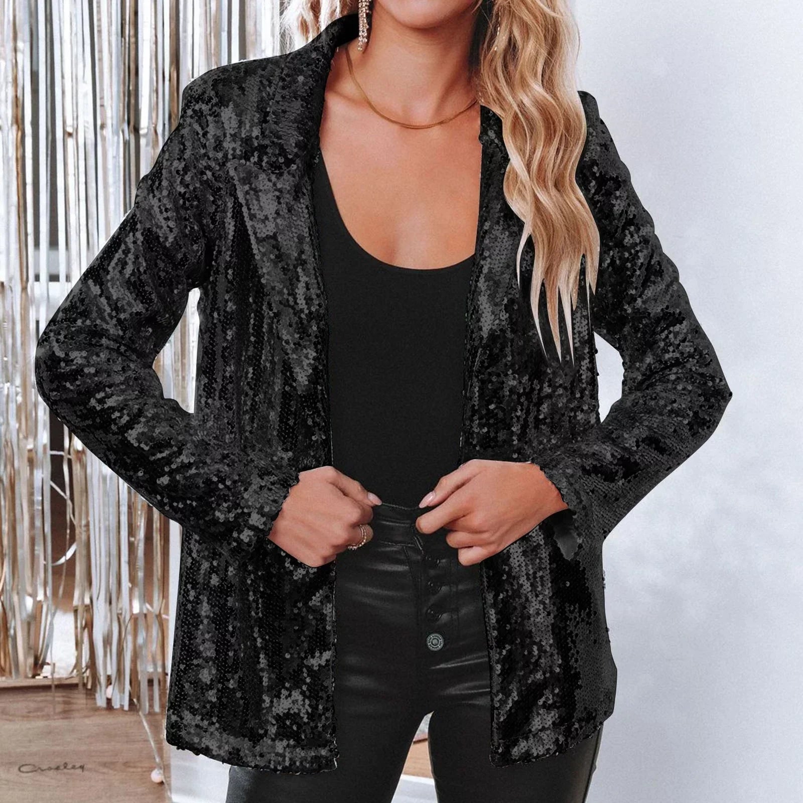 Kvinnors Paljett Blazer Trendig 3