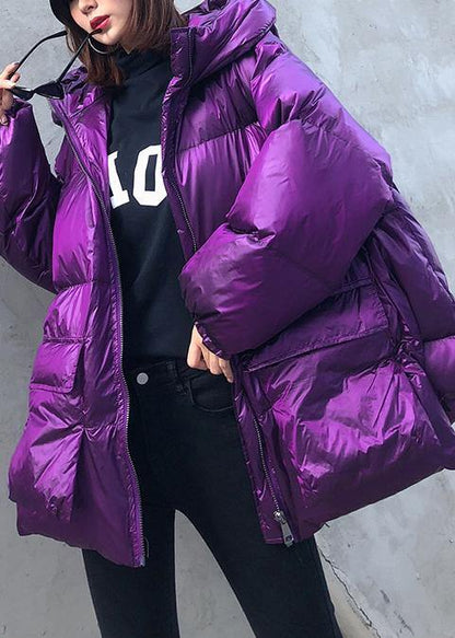 Kvinnors Parkas med Huva och Fickor Trendig Vinterjacka 1