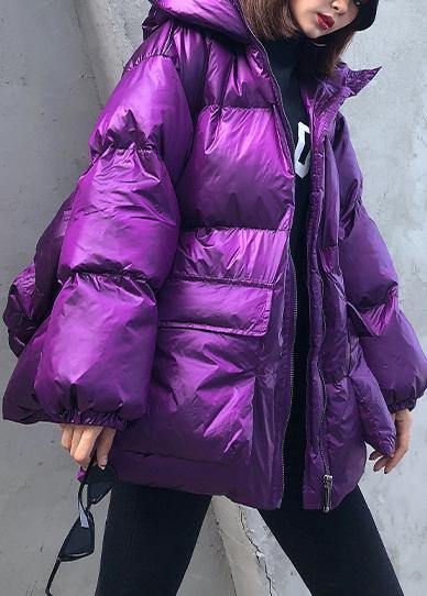 Kvinnors Parkas med Huva och Fickor Trendig Vinterjacka 2