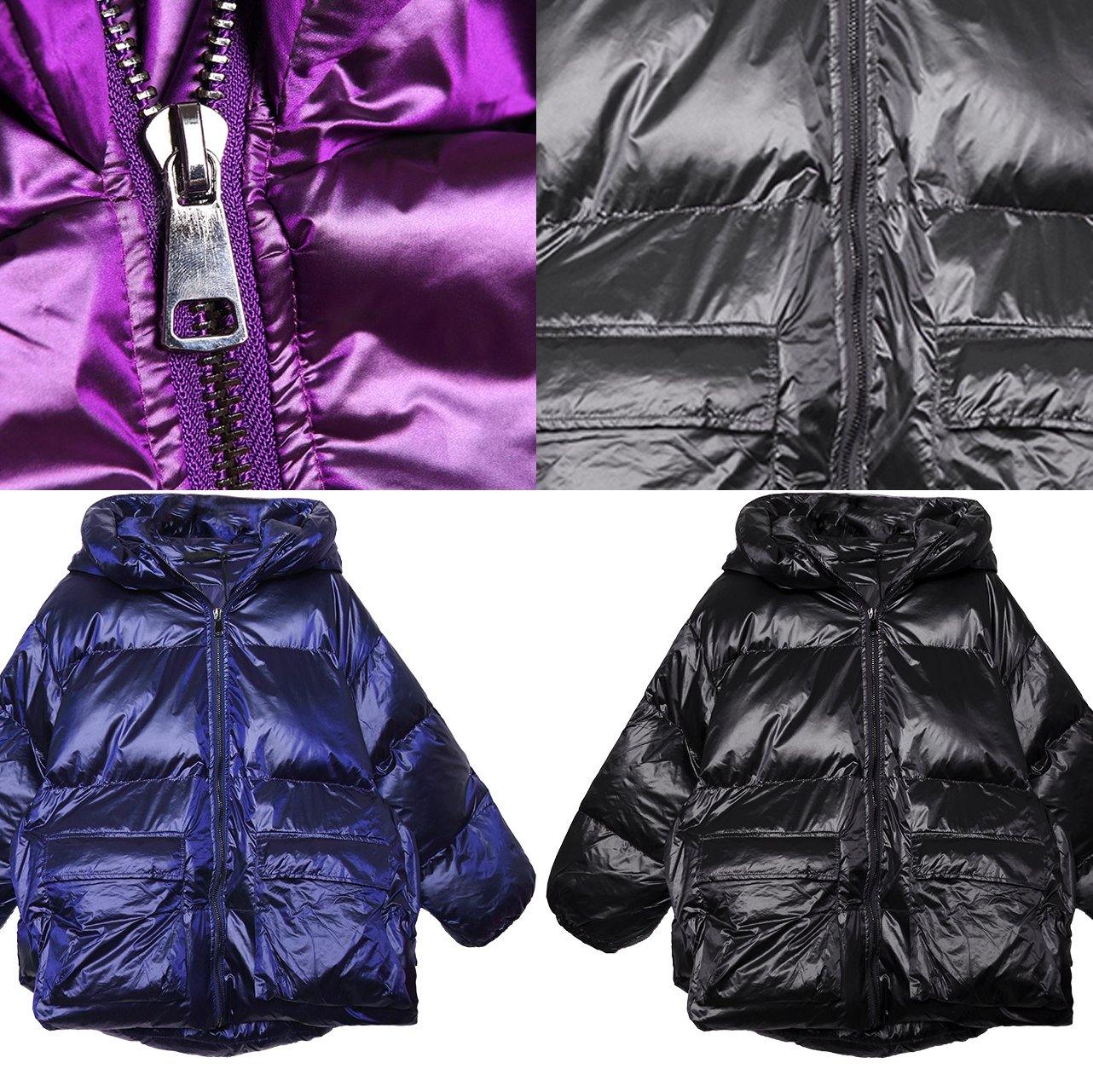 Kvinnors Parkas med Huva och Fickor Trendig Vinterjacka 4
