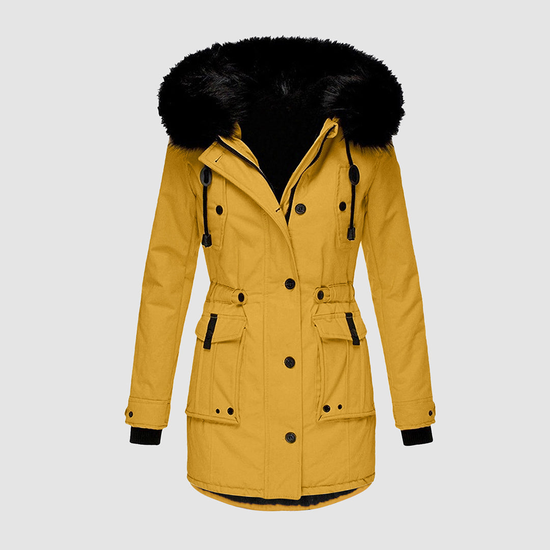 Kvinnors Parkas med Huva och Fuskpälskant 2