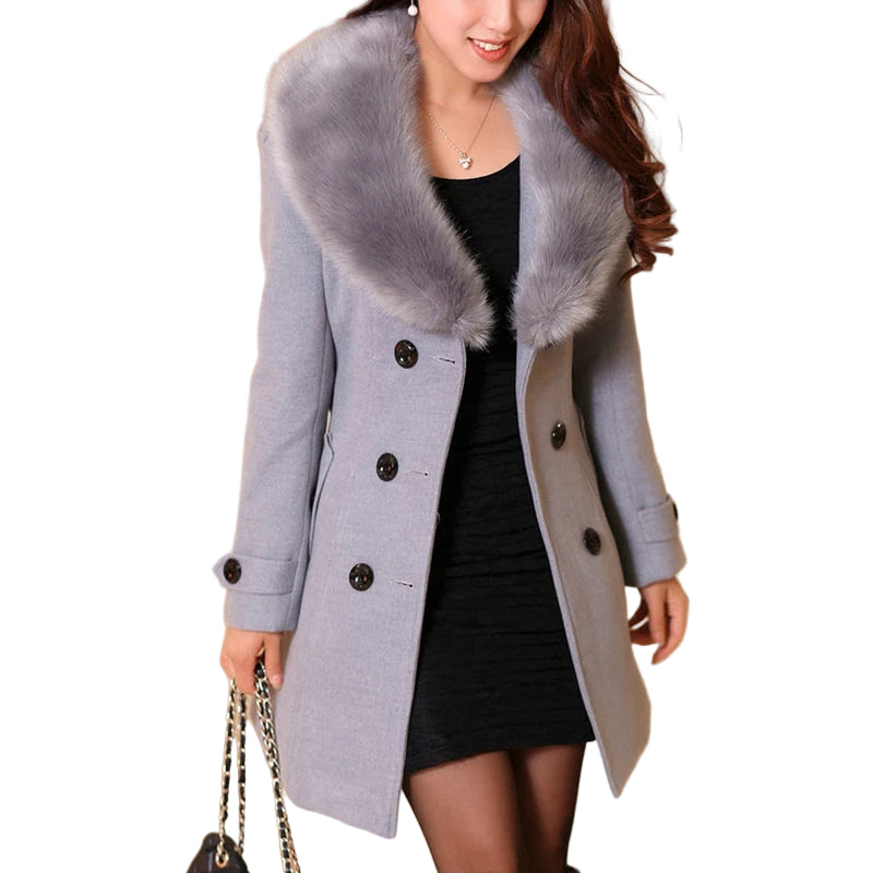 Kvinnors Pelzmantel Lyxig Design Värmande Stil 0