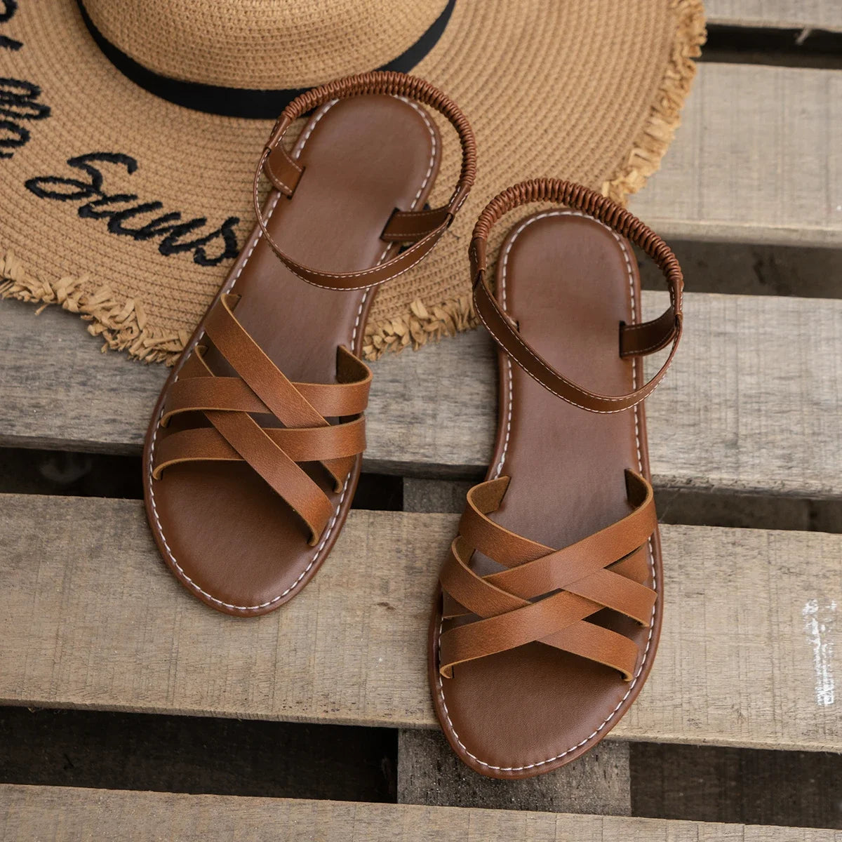 Kvinnors Platta Sandaler Romersk Stil 1