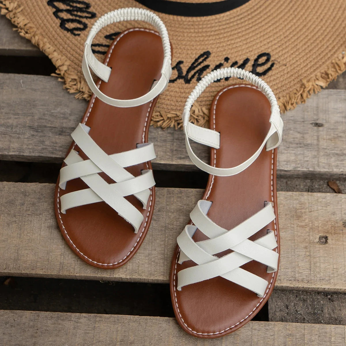 Kvinnors Platta Sandaler Romersk Stil 2