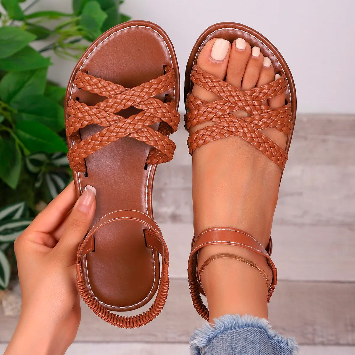 Kvinnors Platta Sandaler Romersk Stil 6