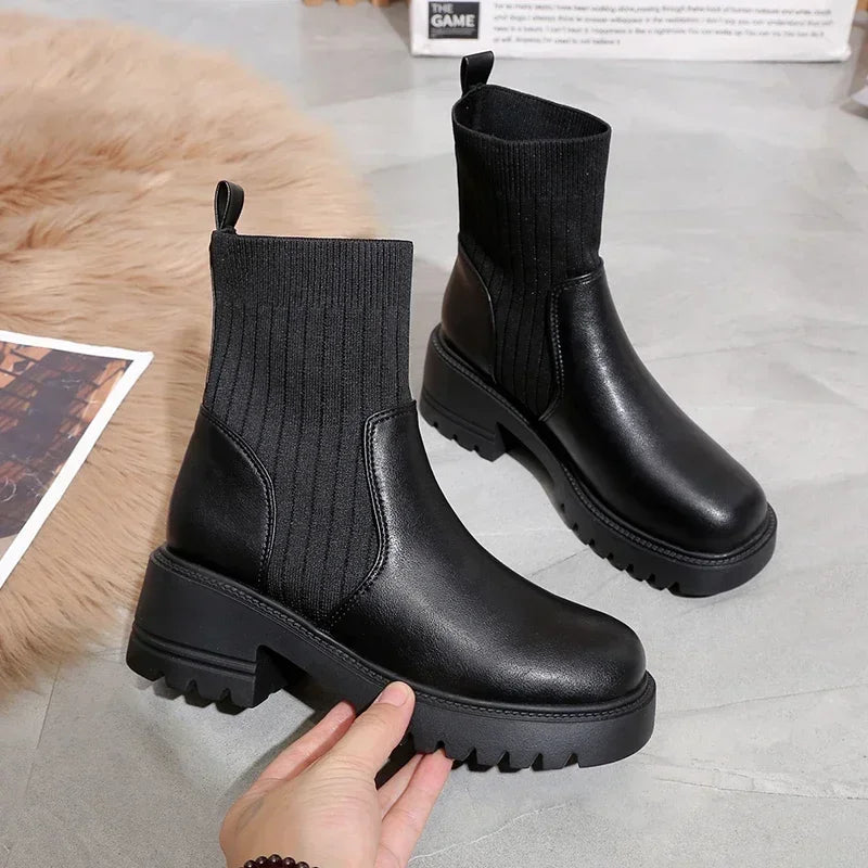 Kvinnors Plattform Boot Grunge Stil 3