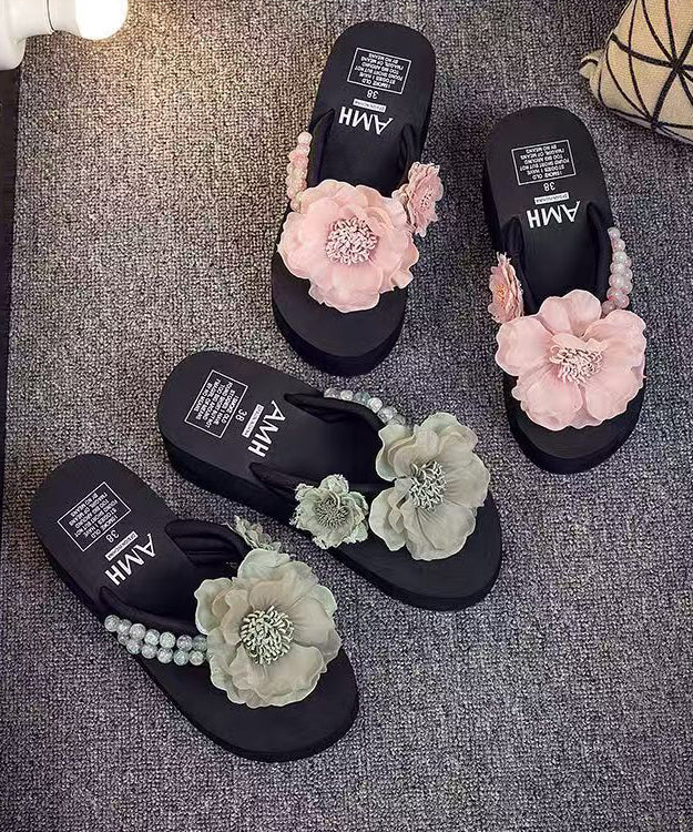 Kvinnors Plattform Flip Flops med Blommönster 0