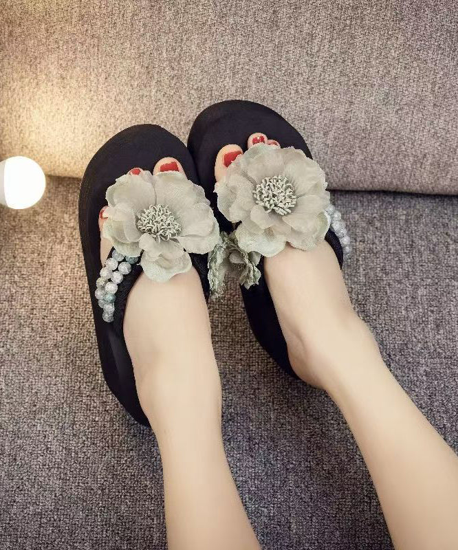 Kvinnors Plattform Flip Flops med Blommönster 2