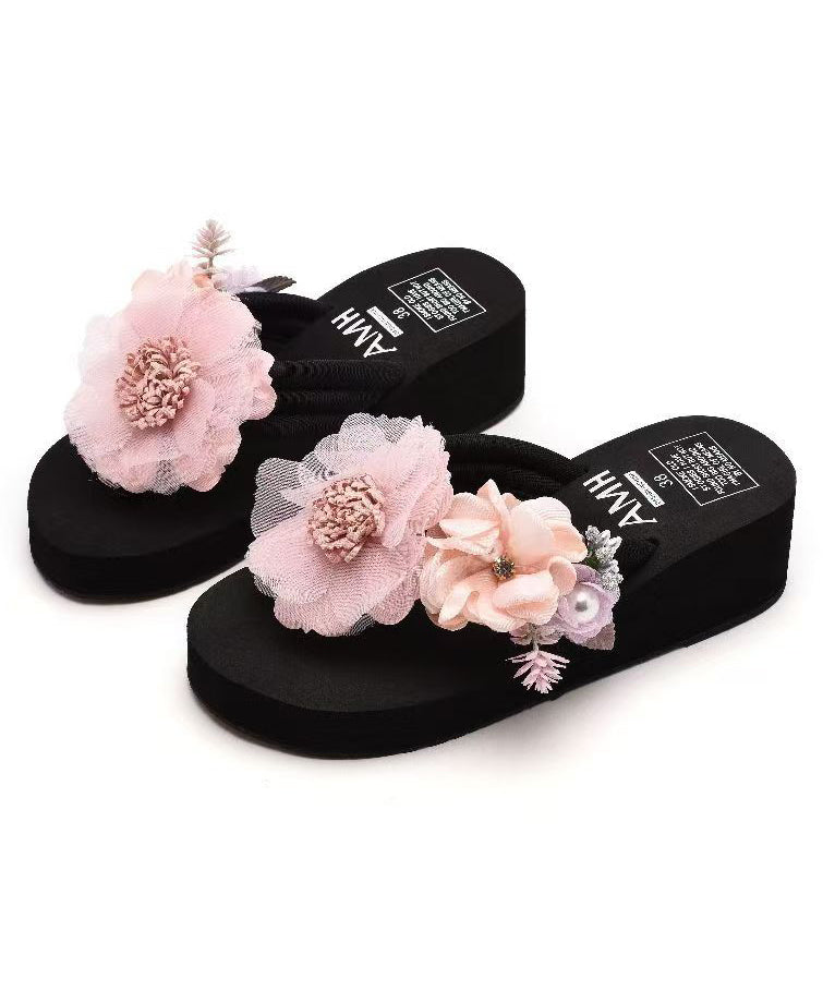 Kvinnors Plattform Sandaler Blommotiv 4
