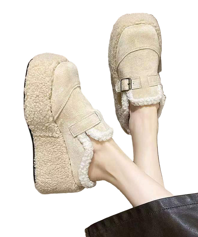 Kvinnors Plattform Wedge Skor med Fuzzy Ullfoder 0