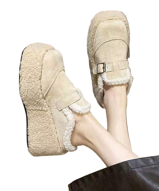 Kvinnors Plattform Wedge Skor med Fuzzy Ullfoder 0