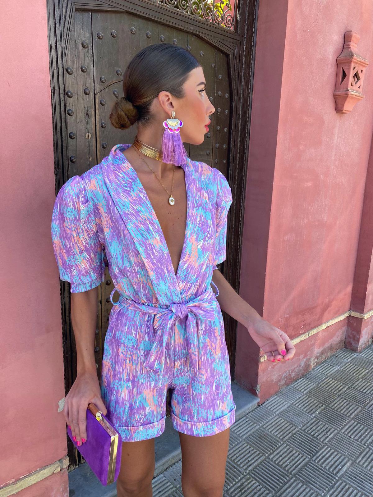 Kvinnors Playsuit med Puffärmar och Bälte 6