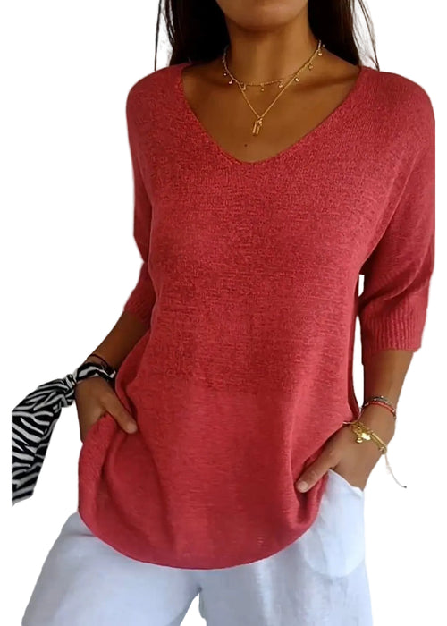 Kvinnors Plus Size Topp med V-ringning 0