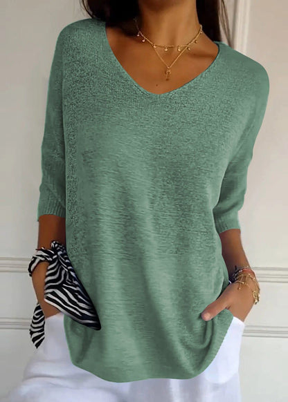 Kvinnors Plus Size Topp med V-ringning 1
