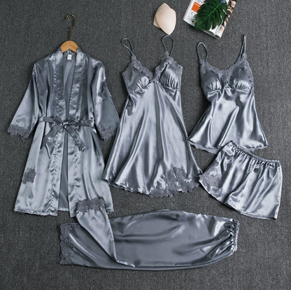 Kvinnors Pyjamas Set Knäppning Stilren 9
