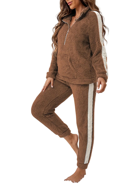 Kvinnors Pyjamasset med Trendiga Detaljer och Halv Dragkedja 0