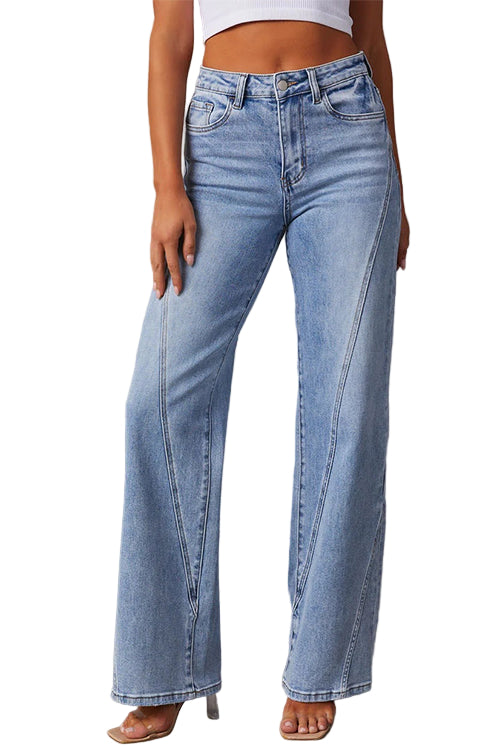 Kvinnors Raka Ben Jeans Med Slitna Detaljer 0