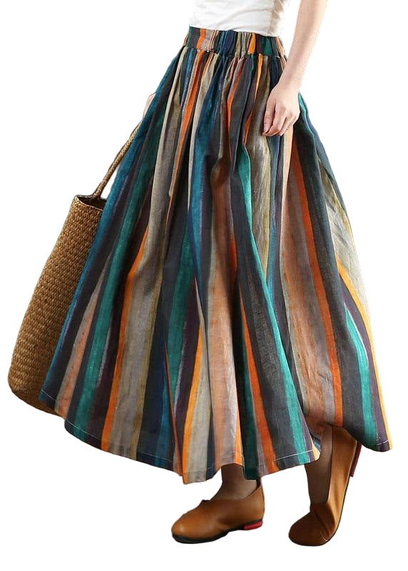 Kvinnors Retro A-Linjeformade Kjol med Randigt Mönster 0